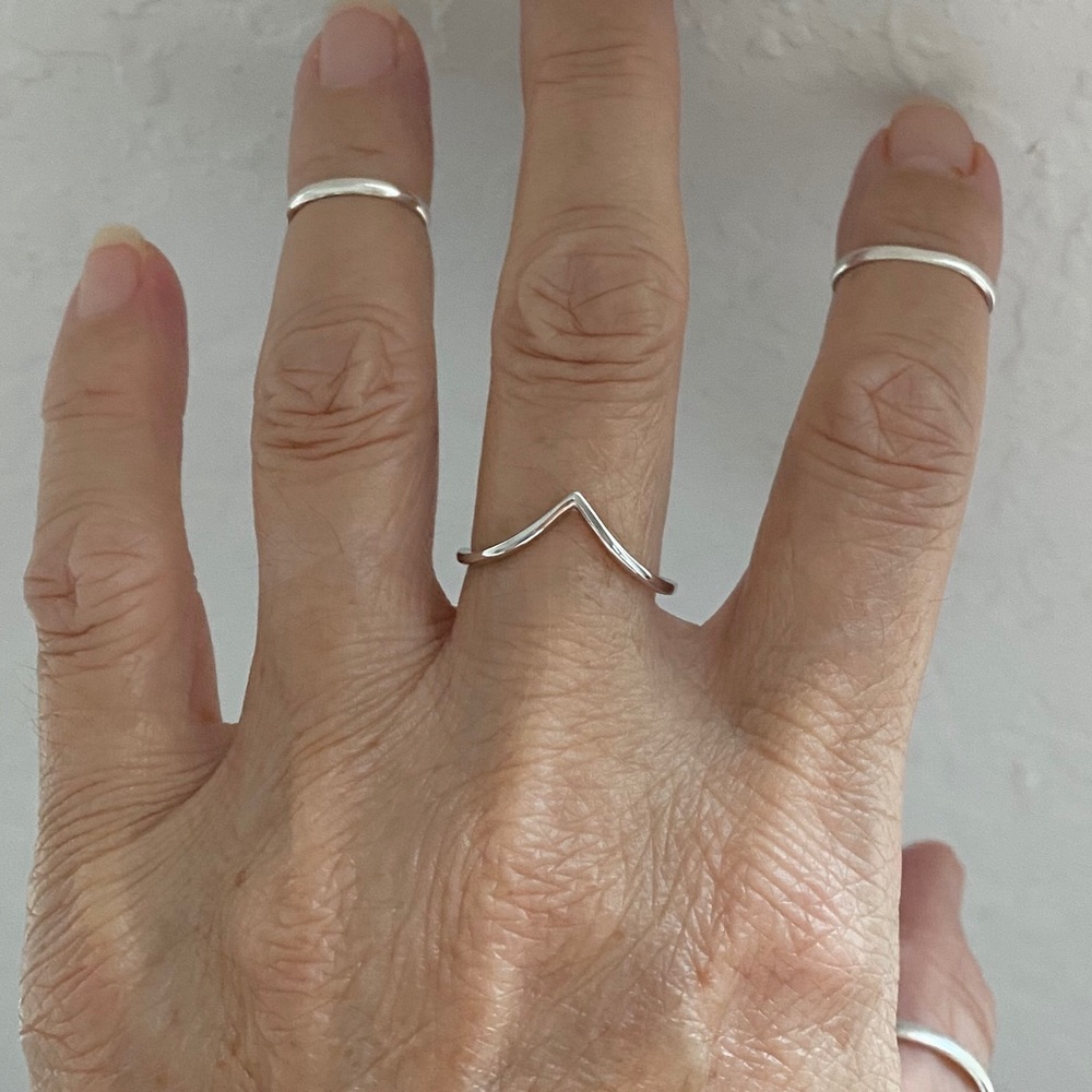 Sterling Silver Deep V Shape Ring, Silver Rings - image 4